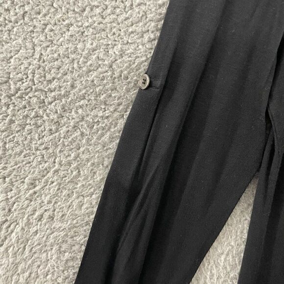 Mur Mur Top Women S Black Casual Long Sleeve Roll Tab Scoop Neck Tunic - Picture 2 of 9